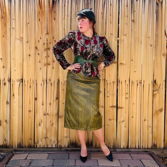 Vintage 90s Vision Apparel Green Snake Print Pleather Sleeveless Sheath Dress - Picture 5 of 11